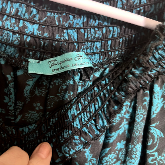 Turquoise Haven Mini Smocked Dress sz S whimsigoth fairy romantic dark stretchy - Picture 5 of 9